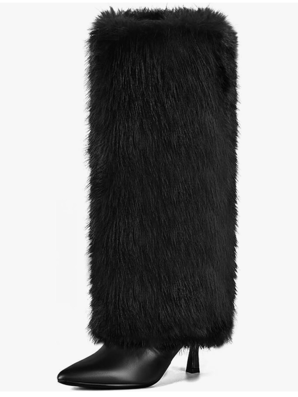Black Faux Fur Knee-High Boot Covers
